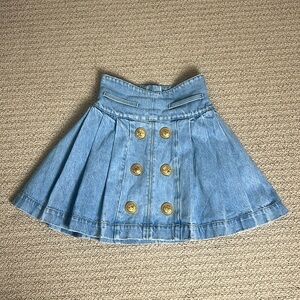 Balmain Pleated Denim Mini Skirt